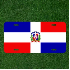 Custom Personalized License Plate Auto Tag With Flag Of The Dominican Republic