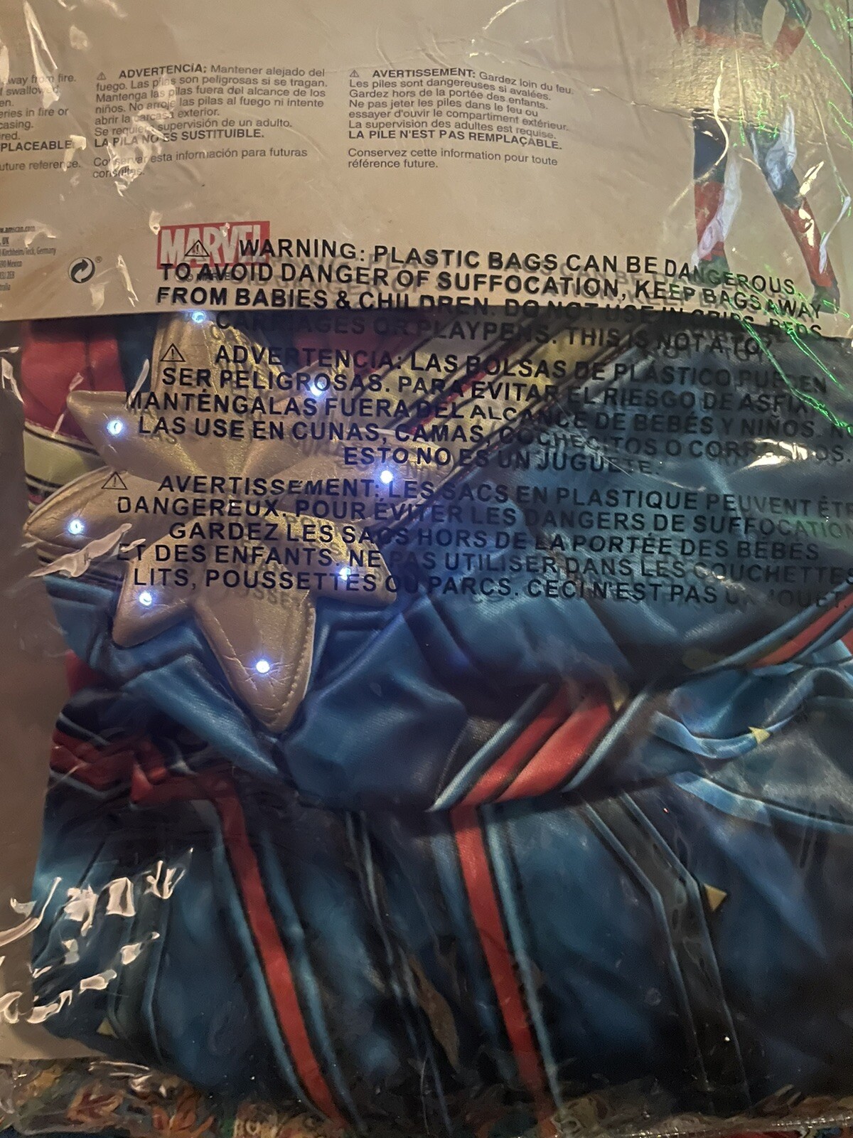 Child Light-Up Captain Marvel Hero Halloween Costume - Captain Marvel L 12-14 image 3