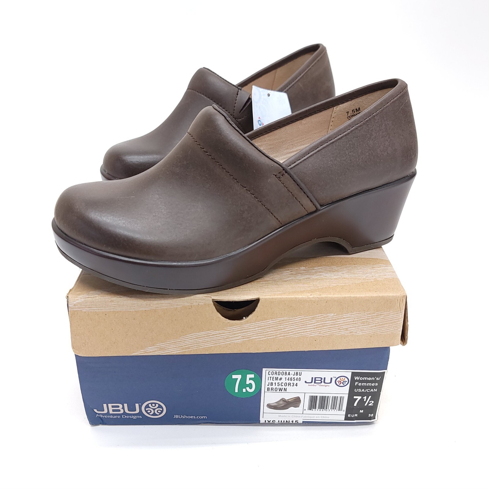 JBU Jambu Designs Womebs 7.5 M Cordoba Leather Shoes Clog Brown 2