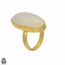 Size 6.5 - Size 8 Adjustable Moonstone 24K Gold Plated Ring GPR57