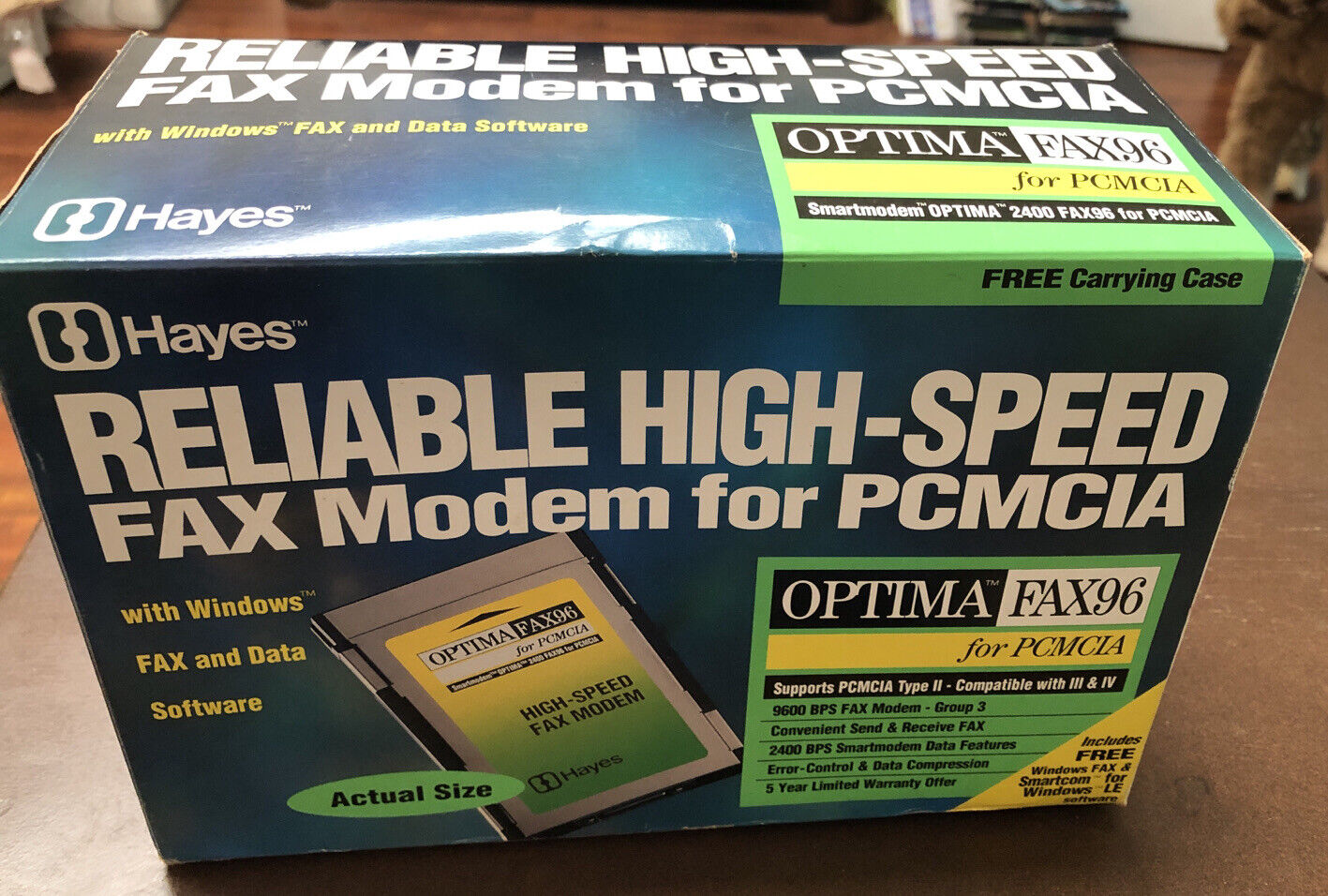 Optima 2400 Fax96 High Speed Data Fax Modem PCMCIA New In Box Windows Vintage