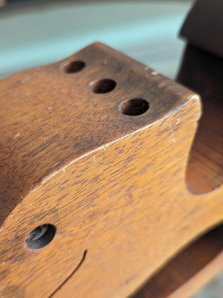 Vtg Turtle Wood Puzzle Desk Organizer Entry Mail Holder Art Mid Cen