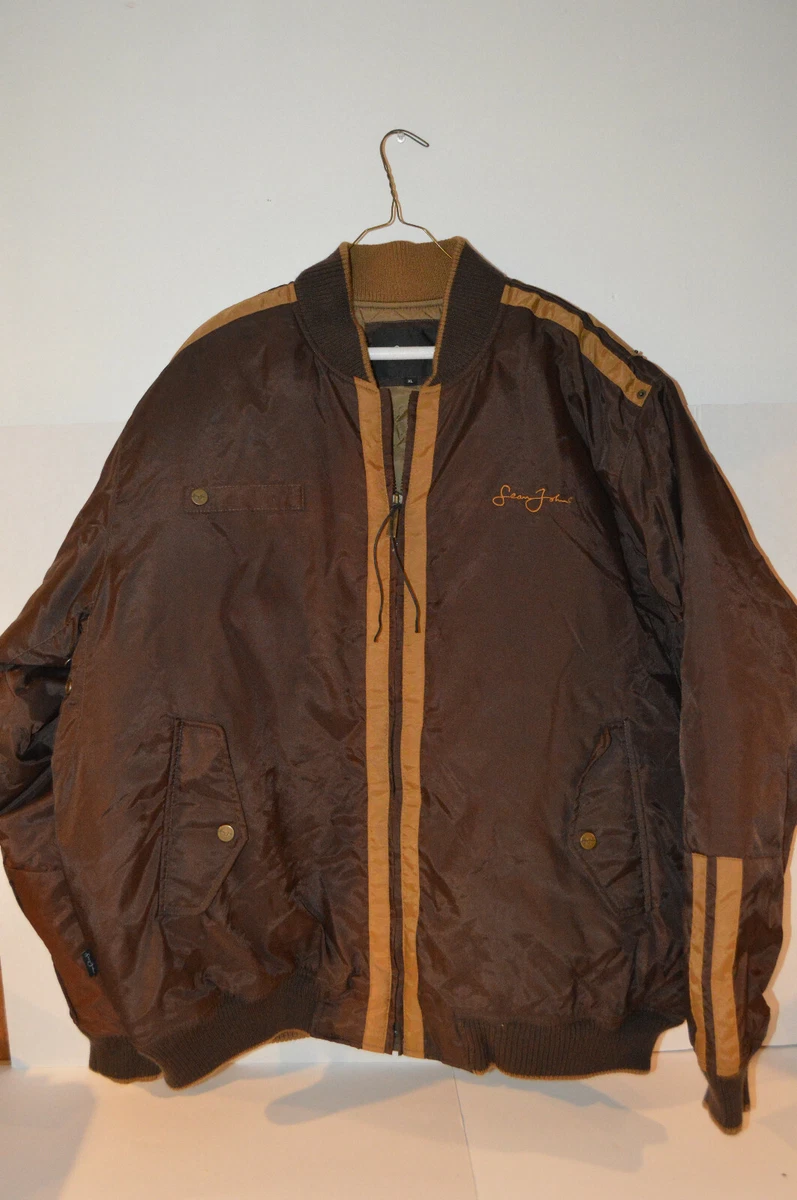 Men's Sean John Brown Tan Front Zip Insulated Winter Coat Jacket Size XL |  eBay