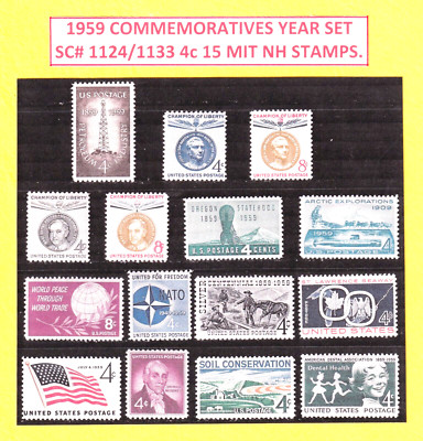 jis36 US STAMP YEAR SET OF 1959 SC# 1124/1138 LOT OF 15
