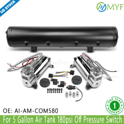 #ad 580 Air Suspension Compressor For 5 Gallon Air Tank 180psi Off Pressure Switch $262.99