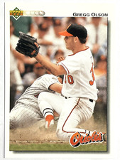 GREGG OLSON Baltimore Orioles, Diamondbacks 1992 Upper Deck Baseball Card #227