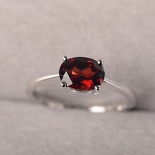 Natural Garnet Ring 925 Sterling silver ring Oval Cut ring Engagement Ring