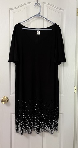 MSK Elegant Black Dress W/ Pearl & Jewel Bottom Comfortable Formal Wedding 2X