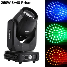 250W 8R Beam Moving Head Light 14 Gobo Double Prisms DMX DJ Disco Stage Lighting