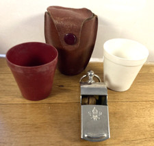 VINTAGE BSA WHISTLE, LEATHER POUCH & CUPS-MADE in USA