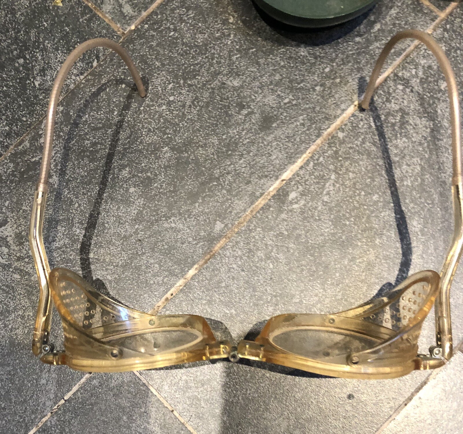 Vintage WWII Safety Glasses Metal Case Punk Rock Goth… Gem