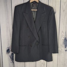 Vintage Perry Ellis Jacket Blazer Gray Wool Blend Sport Coat Made In USA Size L