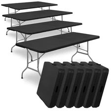 10 Pack Black [6 FT FOLDABLE DINING TABLE] Portable Outdoor Picnic Desk w/Handle
