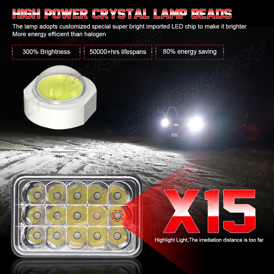 4 piezas aptos para GMC C4500 C5500 Topkick 2003-2009 4x6 pulgadas faros LED alto/bajo DRL Foto 2 de 4