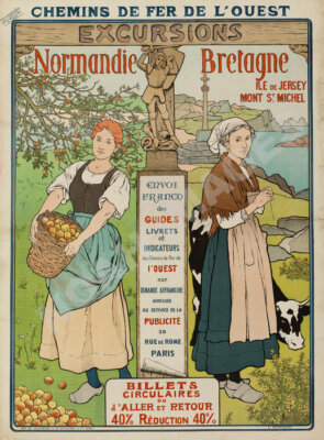 Normandie Bretagne vintage excursion train travel poster repro 16x20