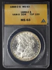 1888-O Top-100 Morgan Silver Dollar MS63 ANACS VAM 9 DDR $1 -COINGIANTS-