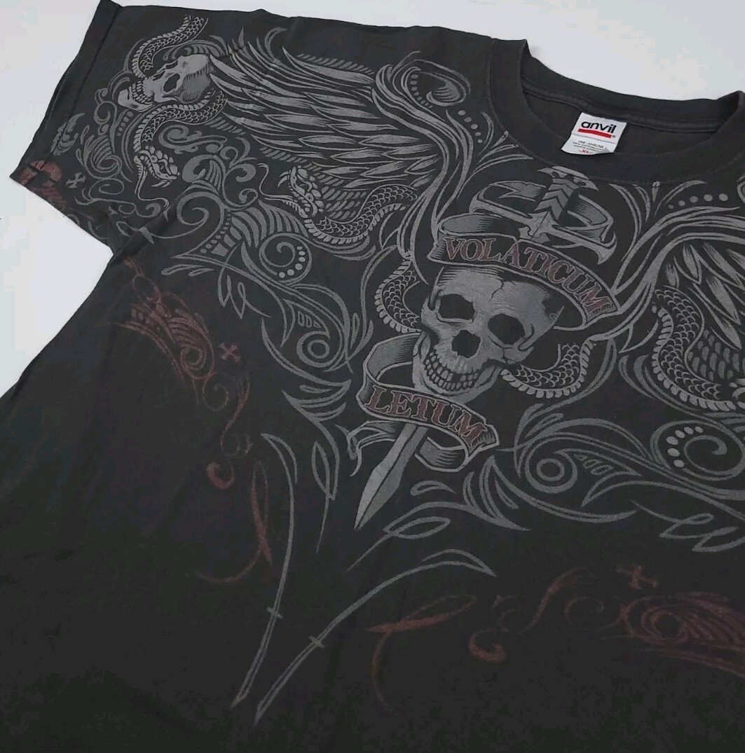 Vintage Y2k Skull Skeleton Star Pattern All Over Print T