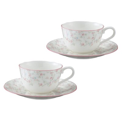 Noritake Cup & Saucer Pair Set Coffee Microwave Safe Bone China White Japan New