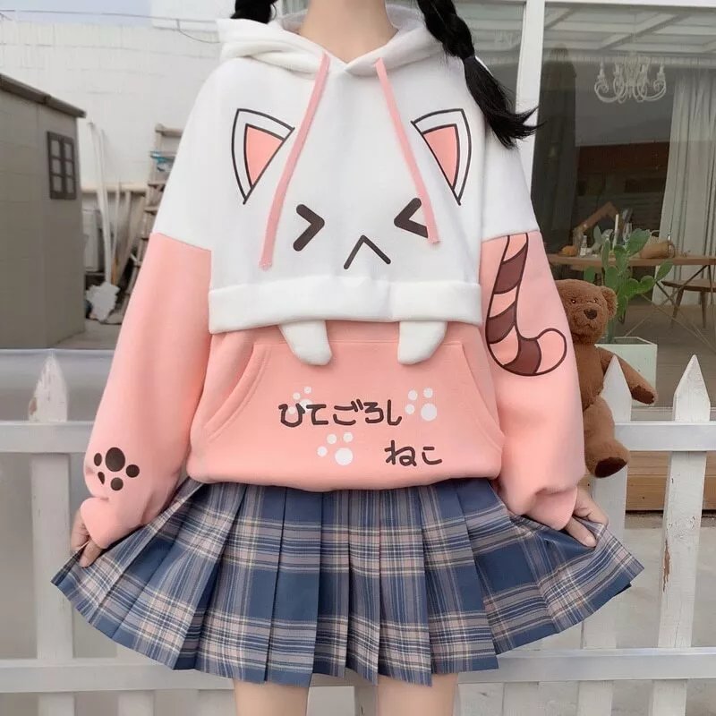 Harajuku Kawaii Cat Ear Hoodie - Kawaii Fashion Shop