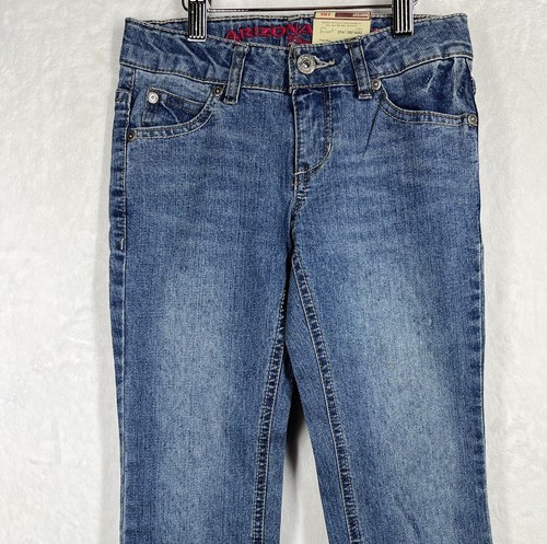 NEW Girls ARIZONA JEANS CO. Bootcut Blue Denim Jeans Embroidered Stretch Size 8R - Picture 2 of 12