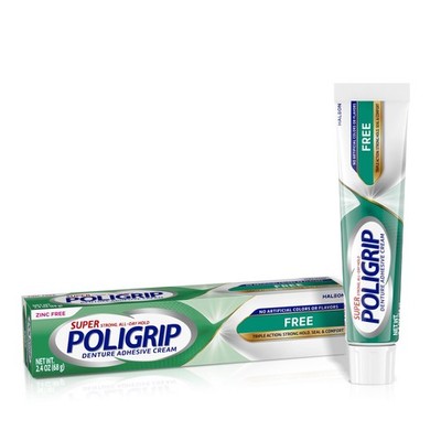 Zinc-Free Denture Adhesive Cream for Partial and Full Dentures, 2.4 oz