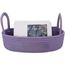 For Bathroom Cotton Rope Storage Basket with Handle for Toilet Tank Organizer