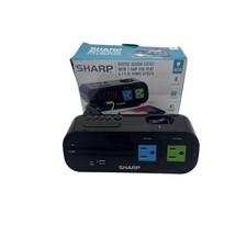 SHARP LED Digital Alarm Clock, 2 AMP fast Charge USB Ports 2 AC Power Outlets