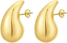 Chunky Gold Hoop Earrings for Women, Earrings Lightweight Waterdrop Hollow Open