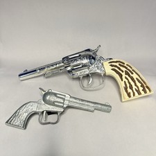 Vintage Kusan Cap Gun Revolver - Set Of 2 - Working - Chrome  Gray