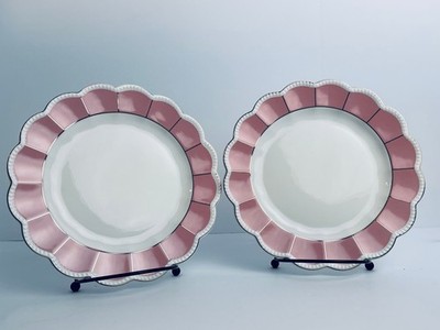 Grace Teaware 8-Inch Pink Scalloped Dessert Plates Set of 2   Cottage Style