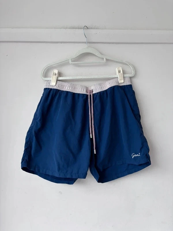GANT Herren Badeshorts Navy Größe L Gummibund Kordelzug Taschen Pool Strand