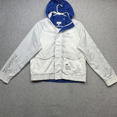 Lacoste Jacket Youth 14 White Hooded Mesh Lined Wind Coordinates Court To Street