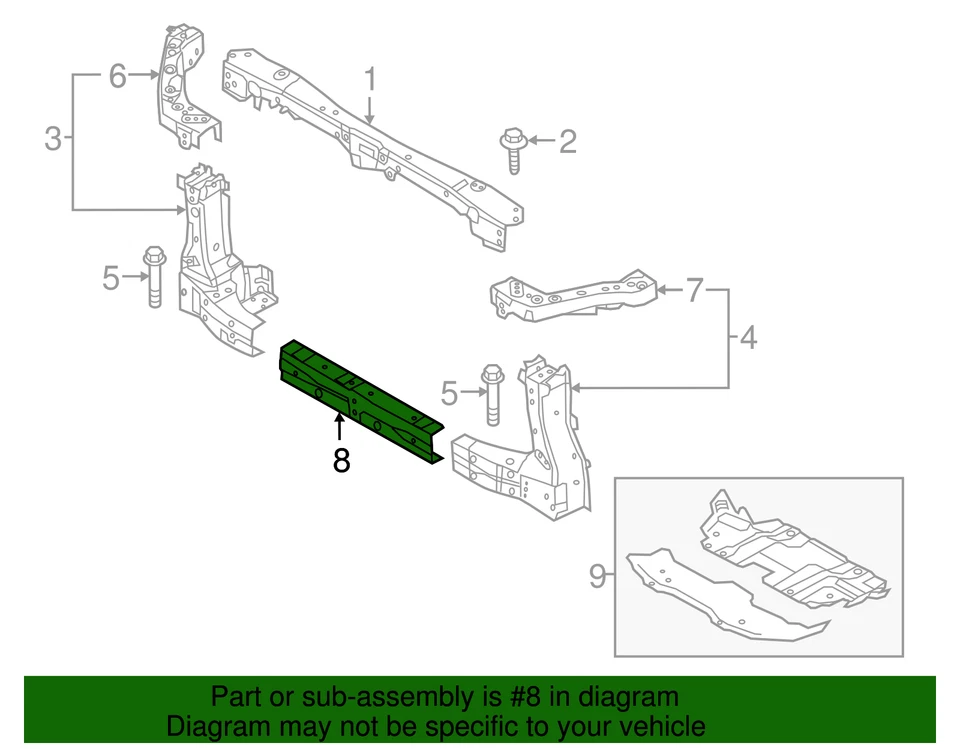 Nissan Armada 2017-2024 genuino - barra de amarre inferior 62520-5ZU5B Foto 2 de 2