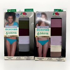 Fruit Of The Loom Bikini Underwear Women Size 9/2XL 6 Pairs Microfiber Lot Of 2