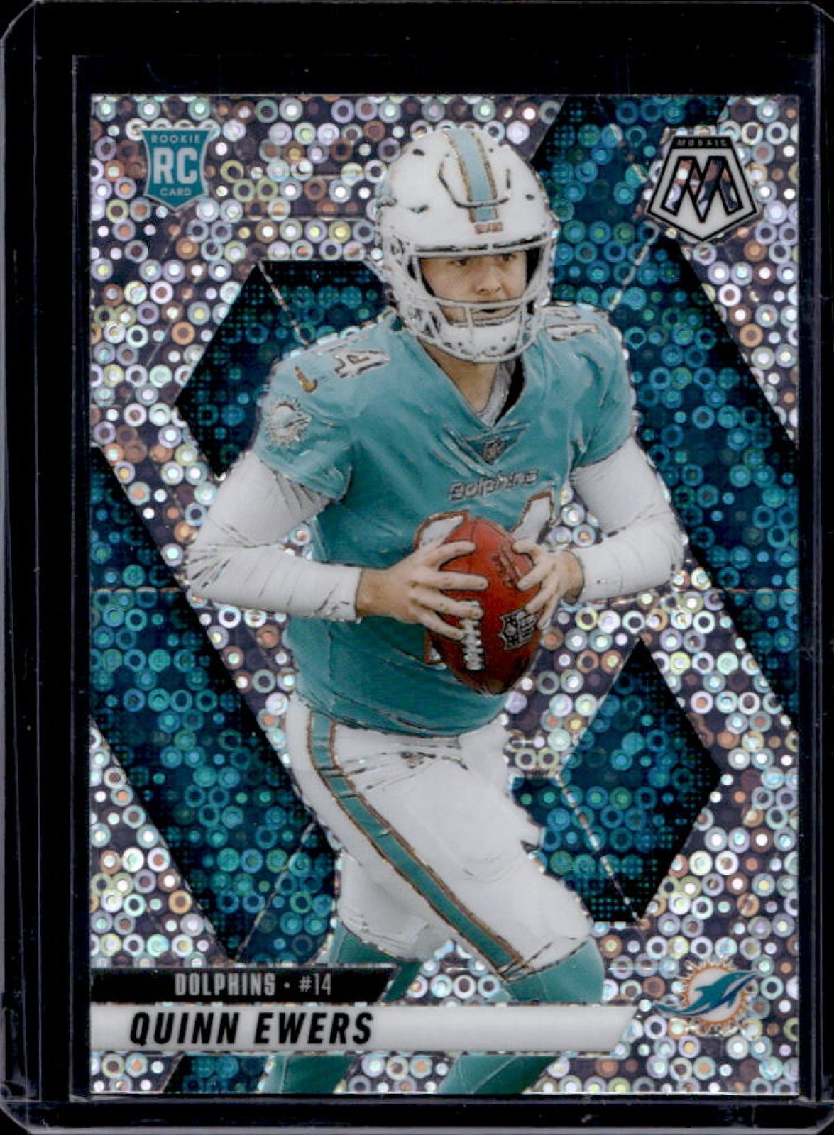 2025 Mosaic Quinn Ewers Rookies RC No Huddle Silver Prizm #308 Dolphins