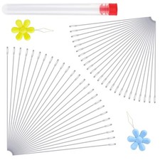 LUNARM 50 Pcs Beading Needles, 2 Sizes Seed Beads Extra Fine 50Pieces, Yellow