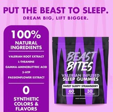 Beast Bites Herbal Sleep Gummies Sweet Sleepy...