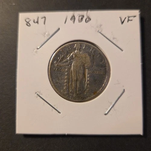 1930 Standing Liberty Silver Quarter In Very Fine Condition