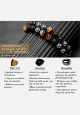 Triple Protection Hematite Tiger Eye Obsidian Beaded Healing Women Men Bracelet