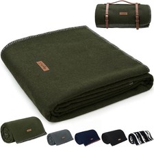 100 Wool Blanket 62" x 86" Warm Thick Washable Military Wool Blanket Great
