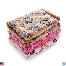 Super Soft Fleece Pet Blanket 30x20" Fluffy Throw for Dogs Cats Brown Pink White