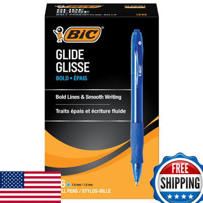 BIC Glide Bold Blue Retractable Ballpoint Pens 1.6mm Full Grip 36-Pack