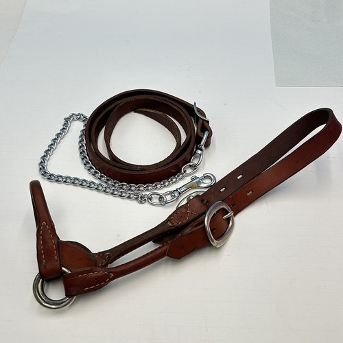 Small Rolled Leather Calf Cow Cattle Show Halter Lead NASCO Wis USA Made Leather