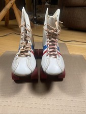 Vintage Roller Derby Quad Roller Skates Size 7 White Blue Red Clean