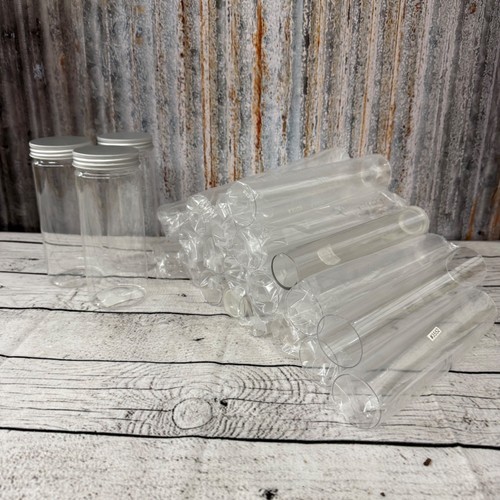 Clear Plastic Storage Tubes With Aluminum Screw Caps - 20 Pack