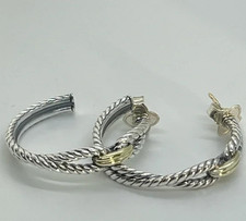 Loved David Yurman Cable Loop Hoop Earrings with Yellow Gold