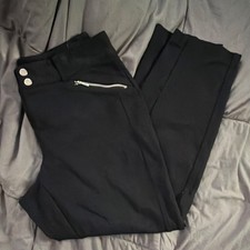 INC International Concepts Women's Black Pants Zip Button 62 Rayon Solid