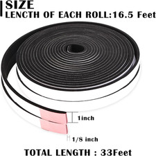 1 inch Wide x 1/8 inch Thick Foam Tape Single Sided,Closed Cell Door Insulati...