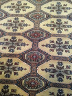 Indian / Pakistani wool and silk blend Beige with Pink and Blue Circles Carpet — photo 4