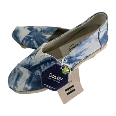 Toms Classics Earthwise Blue White Tie Dye Slip On Canvas Shoes Womens 6.5 New